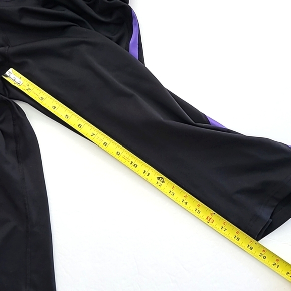 Tek Gear Fit & Flare Black with Purple Detailing Yoga Pants Size Large - Picture 12 of 12